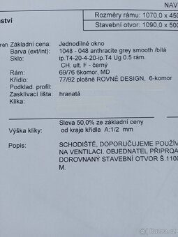 Okno antracit/bílá, 1070x450, poz.196 - 3