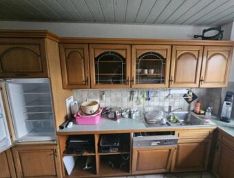 Rustikální dubová linka do U se spotřebiči,6302 - 3