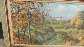 Obraz Panorama města, olej na plátně, signováno Petr V. - 3