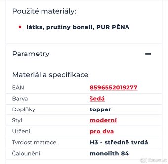 Sleva možná - Boxspring postel 200x200 top stav - 3
