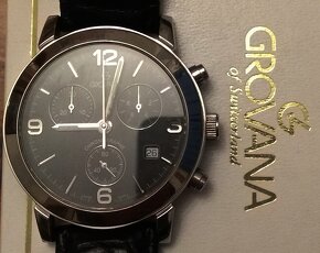 Švýcarské hodinky Grovana Chrono, safír.sklíčko, luminiscenc - 3