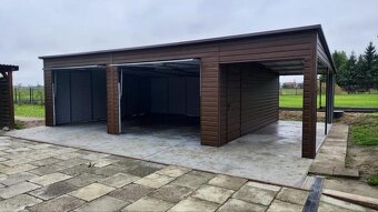 Moderní plechová garáž 8x6 tmavě hnědá - 3