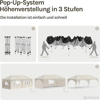 WOLTU skládací pavilon 3 x 6 m, s 6 bočními stěnami - 3