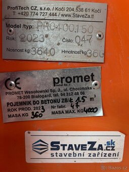 Badie na beton 1500l/1,5m3 - zánovní - 3