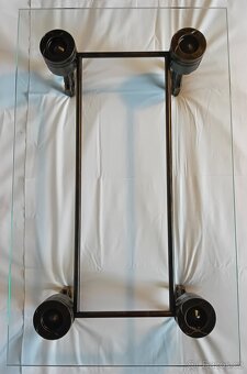 KONFERENČNÍ STOLEK PATINOVANÝ KOV - TVRZENÉ SKLO - 3