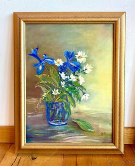 Staré krásné obrazy 2 kusy, olejomalba na desce - 3