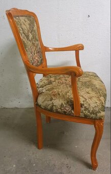 Židle s područkami - barokní styl, masivní dřevo - 3