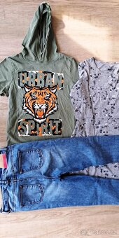 Dívčí džíny 140, šaty, triko s kapucou - 3