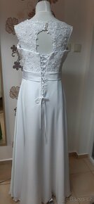 Svatební šaty bílé šifónové s krajkou 40 - 42 - 3