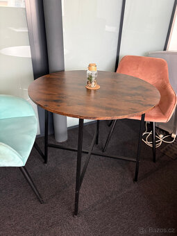 Kulatý stůl Ennis 80cm, industriální / kavárenský styl - 3