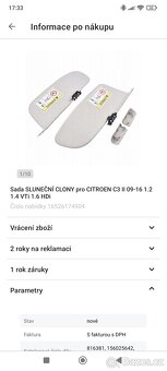 Nová sluneční clona/stínítko pro Citroen C3 - 3