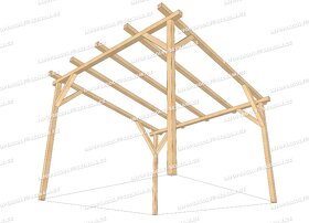 Dřevěná pergola - stavebnice bez krytiny 3x3m, 3x5m - 3