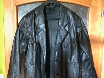 dámský kožený černý dlouhý kabát - 3