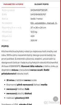 KITCHENAID  Kuchyňský robot Artisan 5KSM185, Imperial Grey - 3