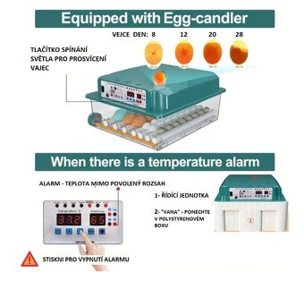 Chytrý automatický inkubátor, líheň pro 36 slepičích vajec - 3
