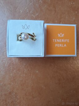 Prsten s pravou perlou-nový s certifikátem vel.57 - 3