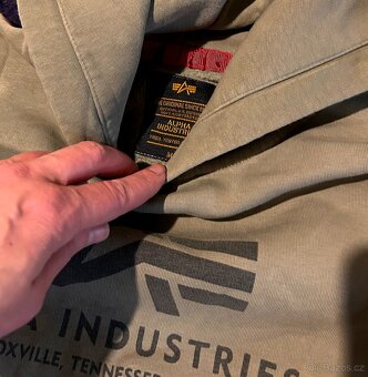 ALPHA INDUSTRIES STYLOVÁ KHAKI  PÁNSKÁ BAVLNĚNÁ MIKINA M(M-L - 3