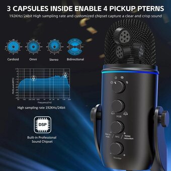 USB mikrofon Zealsound K66 Plus – černý (RGB) - 3