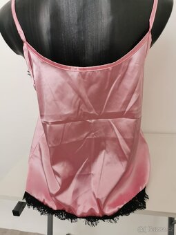 Dámský růžový top s krajkou - M-M/L - 3