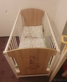 Dětská postýlka s matrací, peřinkou , polštářkem, povlečenim - 3