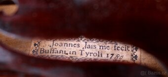 Starožitné Tyrolské celé housle 1780, Johan Jais - 3