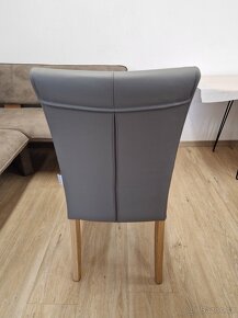 Nové jídelní židle šedá kůže + dub masiv 2 ks - 3
