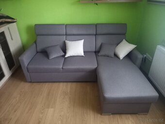 rozkládací rohová sedací souprava, šedé barvy - 3