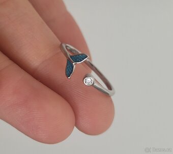 Nový dámský stříbrný stříbrný prsten 925 s ploutví uni vel - 3