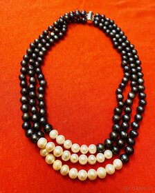 Trojřadý perlový náhrdelník - pravé perly - 3