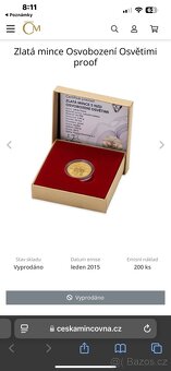 Zlato/ zlatá mince Osvobození Osvětimi proof - 3