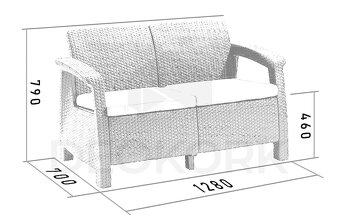 Zahradní nábytek box set dvousedačka + dvě křesla + stůl ant - 3