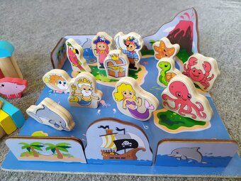 Dřevěné dětské kostky + 3D Puzzle Piráti - 3