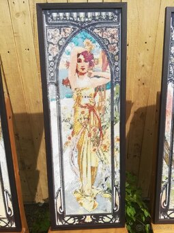 Diamantové obrazy inspirované dílem Alfonse Muchy, sada 4 ks - 3