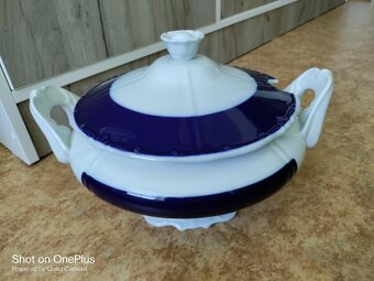 STARÁ PORCELÁNOVÁ TERINA - ZDOBENA KOBALTOVOU MODŘÍ - 3