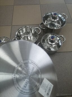 Hrnce design nerez luxusni 4ks s teploměrem na indukci atd. - 3