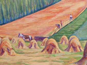 Obraz Švanda 1957 Žně u chmelnic, olej na plátně 58x82 - 3