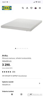 Ikea MALM postel 160 x 200 cm + rošty, stolky,matrace - 3