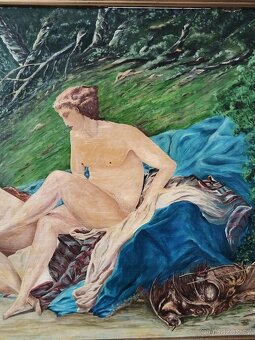 obraz LOVKYNĚ, akt, olej, sign. F. Dobřanský 1940, 125x90cm - 3