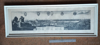 Hollar rytina zasklená Praha 1636 veduta 104x37cm v rámu - 3