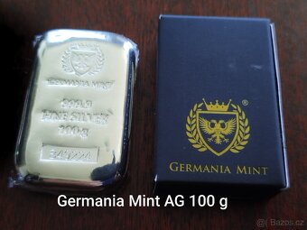 Stříbrný investiční slitek Germania Mint 100 g - 3