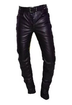 Moto Kožene Šnurovacie Nohavice Biele-Žlte - 3