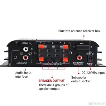 Zesilovač S299 4x 40W Bluetooth - 3