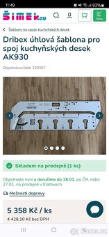 Prodám šablonu pro spoj kuchynskych desek HT BK 650 - 3
