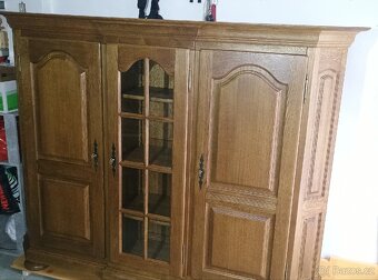 Rustikální policová dubová skříň š 213x v164x h49 cm - 3