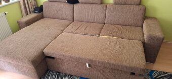 Rohový gauč – rozkládací, s úložným prostorem a opěrkami - 3