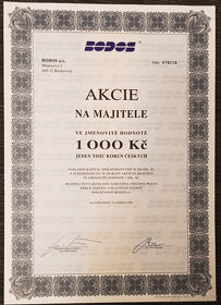 Prodám sběratelské akcie BODOS 2001 na doručitele - 3