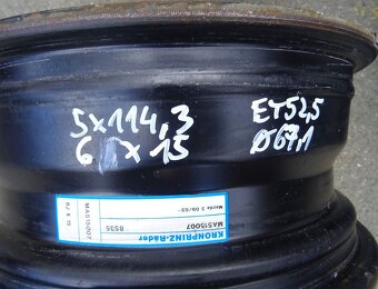 Plechové disky 15", rozteč 5x114.3,ET 52,5, šíře 6J - 3