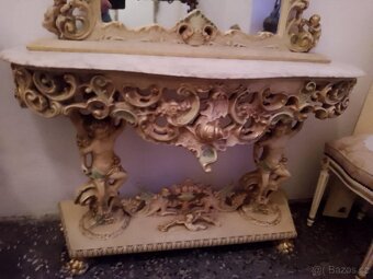 Konzola s anjelmi so zrkadlom -barokní - 3