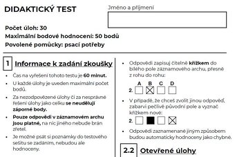 17 didaktických testů z M a ČJ - přijímací zkoušky na SŠ - 3