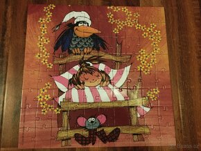 2x Puzzle a kniha: Malá čarodějka; Rákosníček a další. - 3